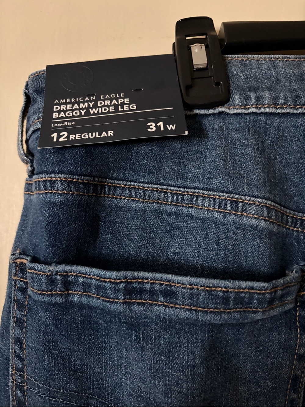 American Eagle Outfitters Dreamy Drape Baggy Wide Leg Jeans - Dark Blue